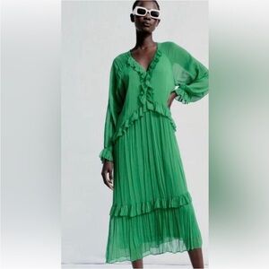 Elegant Green Ruffle Dress